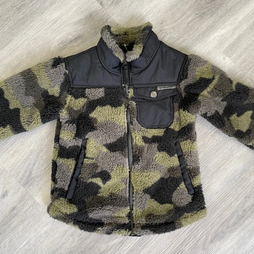 Free Country Toddler Boys Camo Faux Fur Jacket